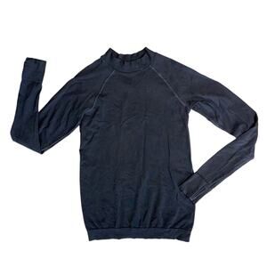 LULULEMON ATHLETICA Women’s Black Mock Neck Thumb Holes Ribbed Long Sleeve Top